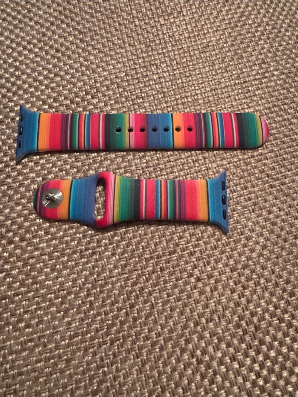 Multicolor Rainbow Stripe Silicone Watch Band for Women